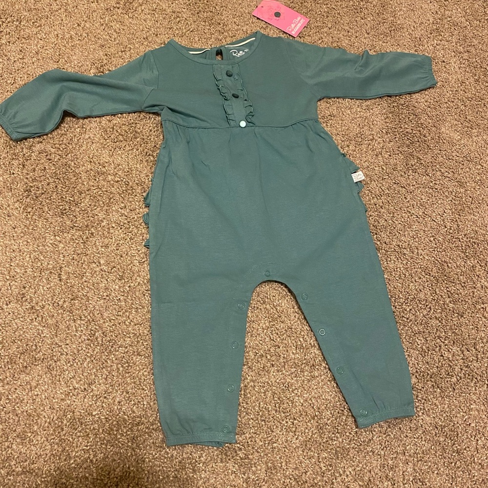 Ruffle Butts Teal Baby Romper